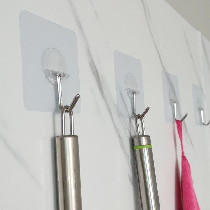 1Pcs Heart-Shaped Square Transparent Hook Non-Punched Plastic Love Hanger Rack Self-Adhesive Key Towel Multi-Purpose Hook