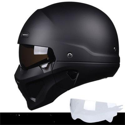 Cross Border Exclusive Black Scorpion Helm Herren Retro-Kombinationshelm Halbhelm Vierjahreszeiten-Elektrohelm mit transparenten Gläsern