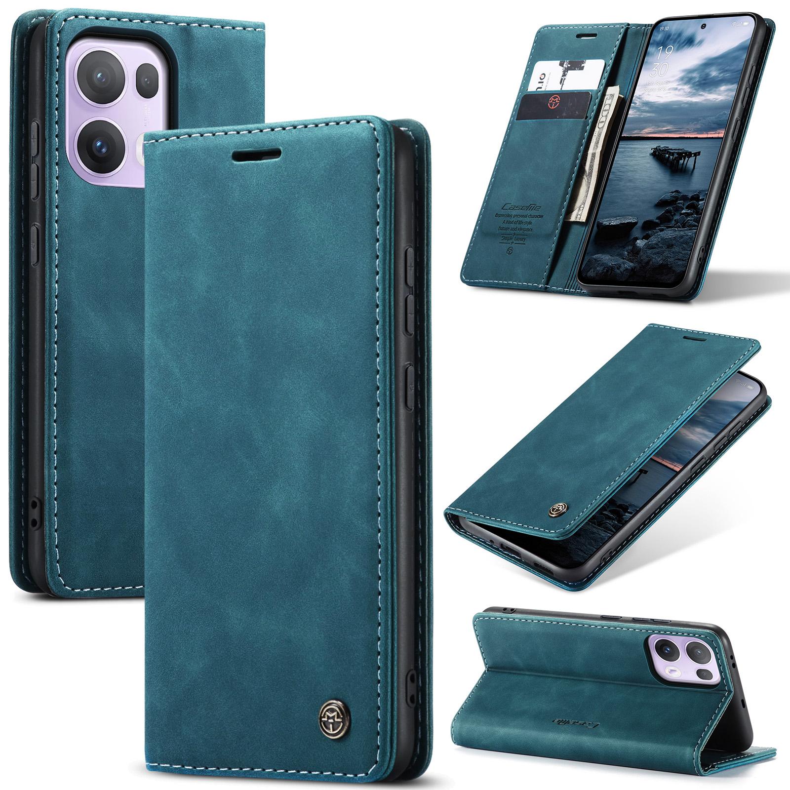 

For Oppo Reno13 Pro 5G Wallet Case CASEME 013 Series PU Leather Phone Cover Stand Blue