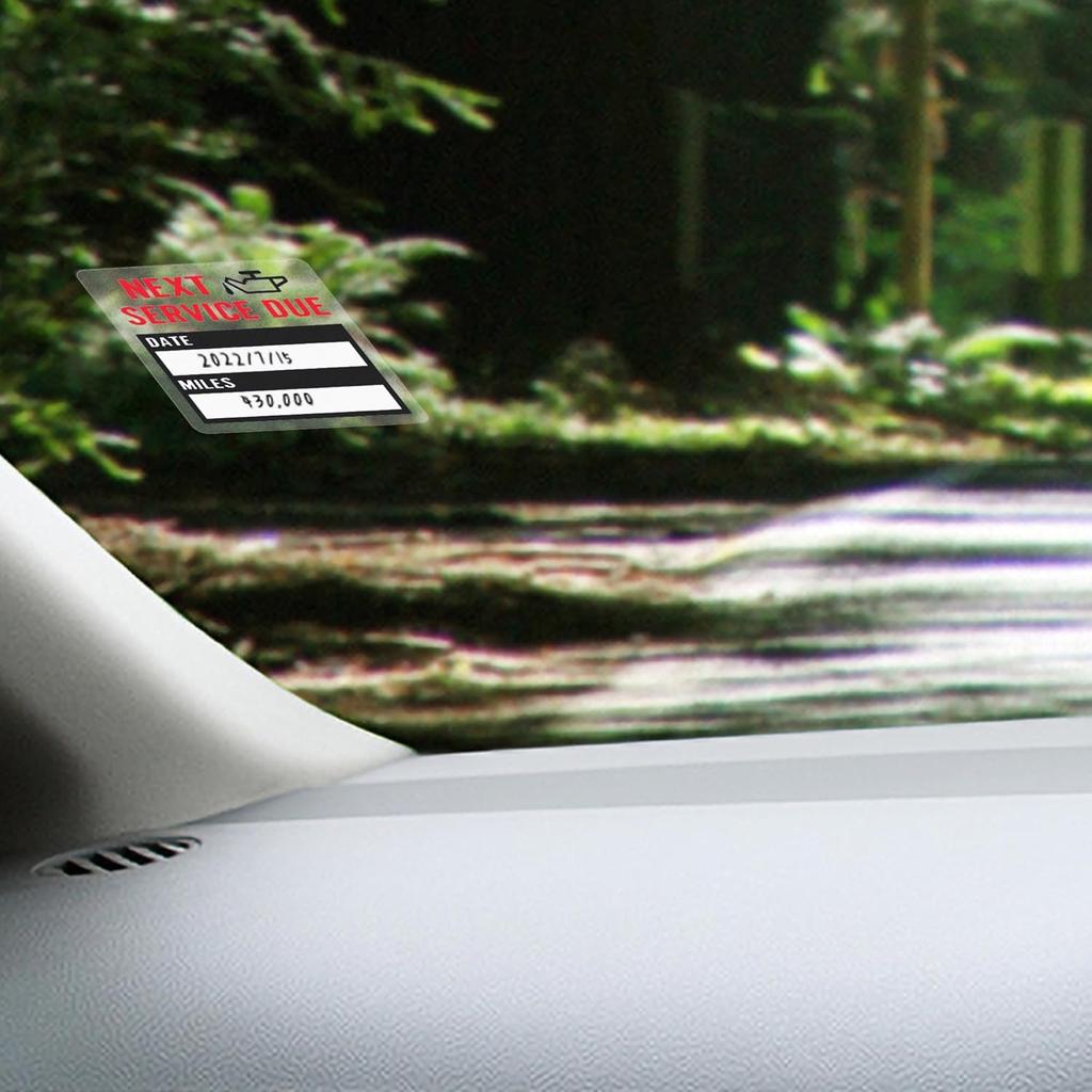 HYBSK 200Pcs Transparent Oil Change/Service Reminder Stickers 2"X2" Premium Quality Clear PET Oil Change Stickers (Black)