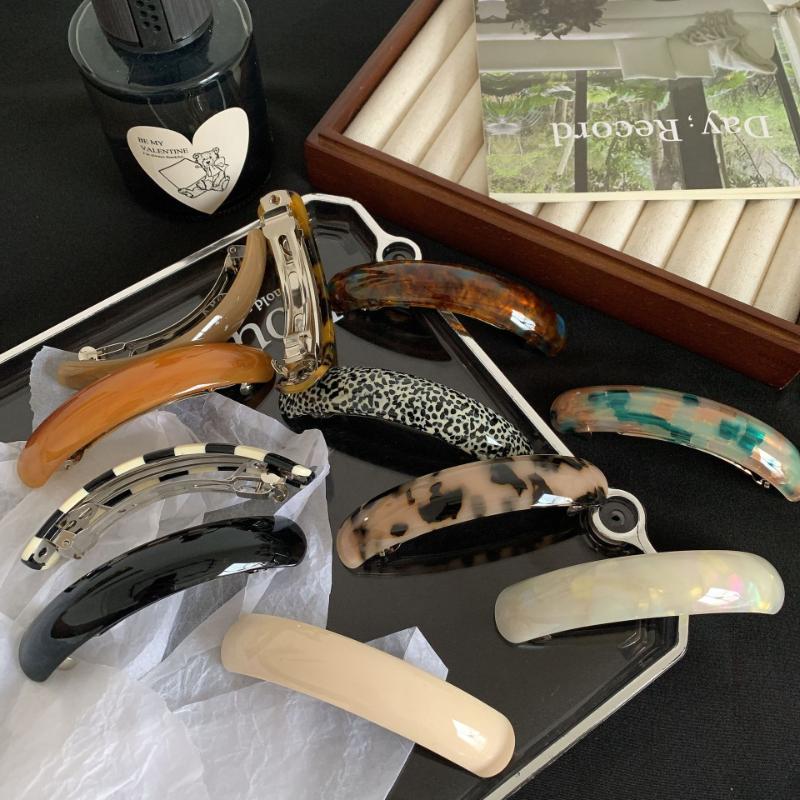 Retro Leopard Hairpins Spring Clip Colorful Acetate Hair Clips Womens Elegant Exquisite Barrettes Lady Fashion Hair Accessories