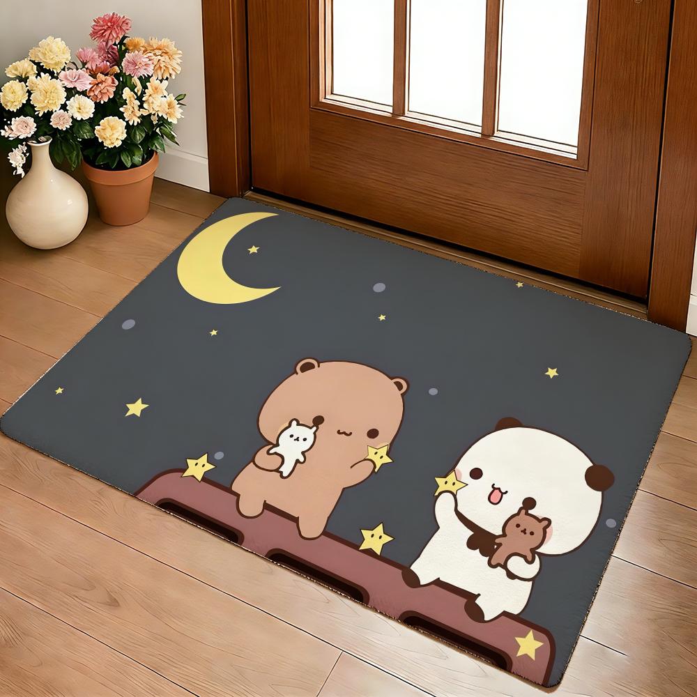Bubu and Dudu Cute Floor Mat Cozy Flannel Soft Thick Non-Slip Mat for Living Room Bedroom Kitchen Decor Rugs