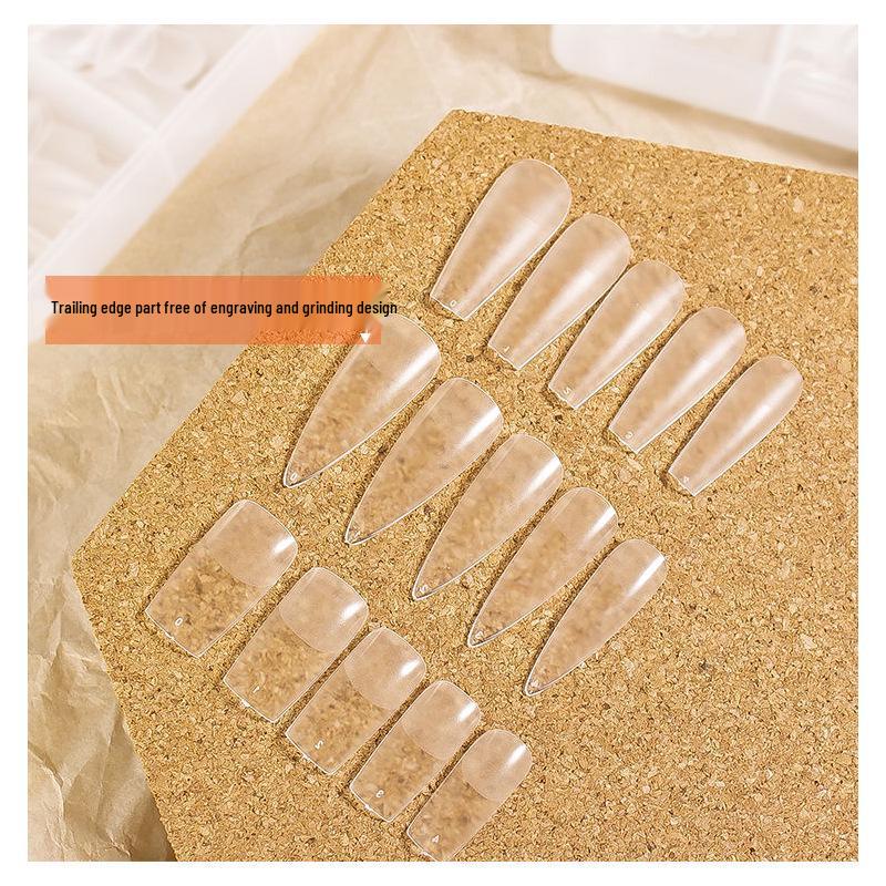 Ultra-Thin Frosted Long Trapezoid Flat Arch Nail Tips – Seamless Half-Cover Manicure Patches