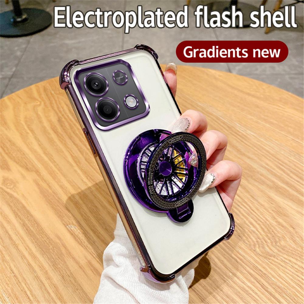Shockproof Phone Case For Xiaomi Redmi Note 14 Pro Plus 14C 4G 5G 14T POCO X7 Pro Rotate Gyroscope Stand Gradient Glitter Cover