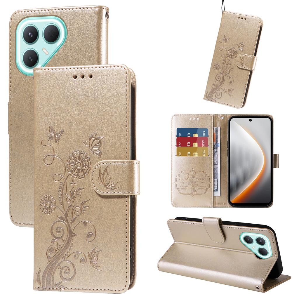 For TECNO Pova 7 Pro 5G Leather Case Butterfly Floral Imprint Wallet Stand Cover