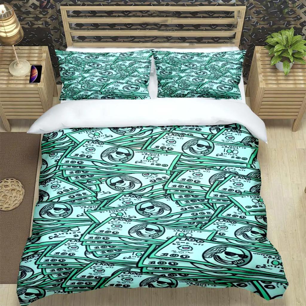 Modische 3D Lustige Geld Dollar Druck Bettwäsche Sets Bettwaren Set Bettbezug Bettdecke Set Bettwäsche Set Luxuriöses Geschenk