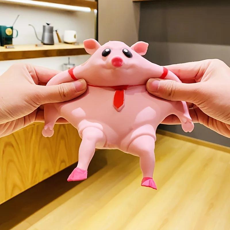 Squeeze Piggy Toy, Pink Pig Squishy Toy, Cute Pig Sensory Stress Toy, Funny Stretch Animal Stress Relief Pink Pig Toy for Kids and Adults