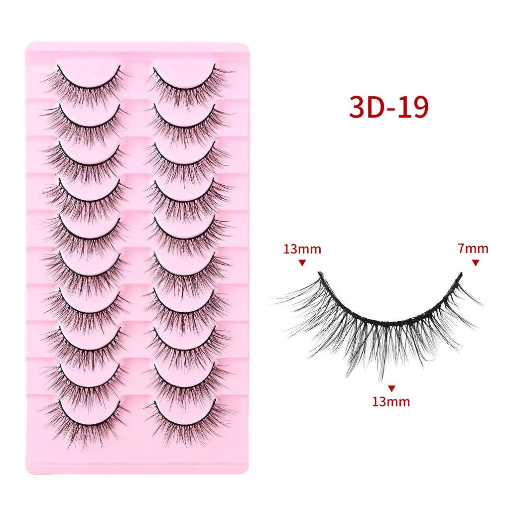 Ten Pairs of 3D Synthetic Fiber False Eyelashes: Bold European and American Style with Thick, Curled Volume