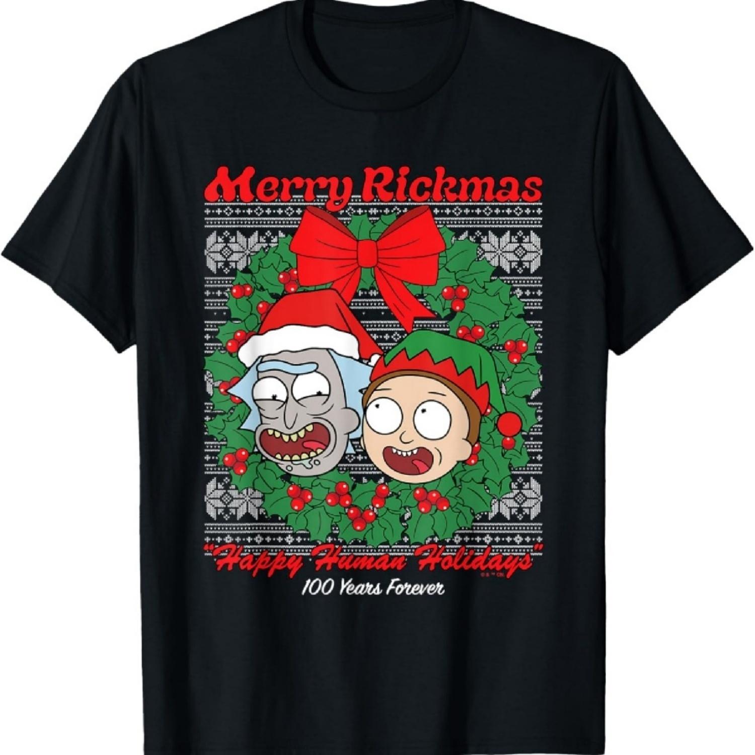 Рик и Морти Счастливого Рикмаса Уродливая Рождественская Футболка S