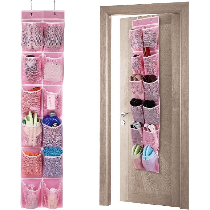 12 Large Pockets Over Door Hanging Shoe Organizer, White