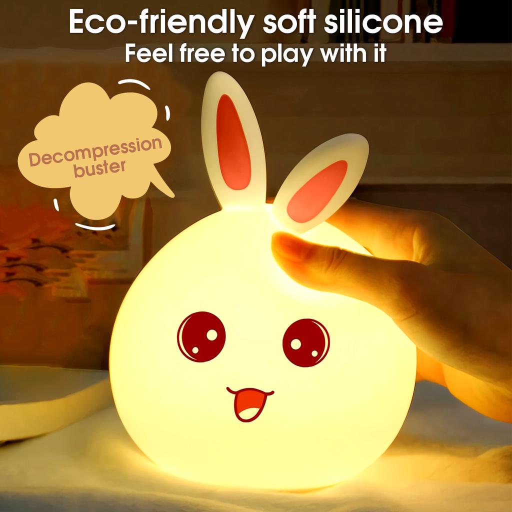 Cute rabbit style USB charging version, colorful color changing pat light, small night light, ambient light, DIY night light