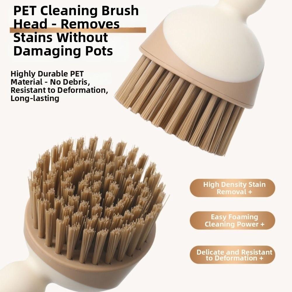 Stain Removal Rotatable Pot Scrubber Long Handle Cookware Cleaner Brush Kitchen Use
