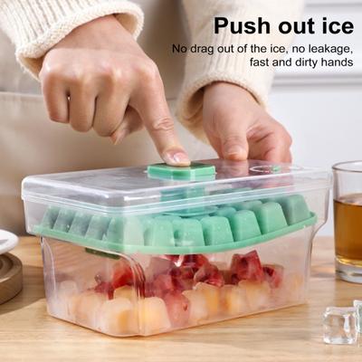 Kapaklı Buz Küpü Kalıbı Dondurucu İçin Buz Küpü Tepsileri Üst Düğme Tasarımı Yeniden Kullanılabilir Kalıp
