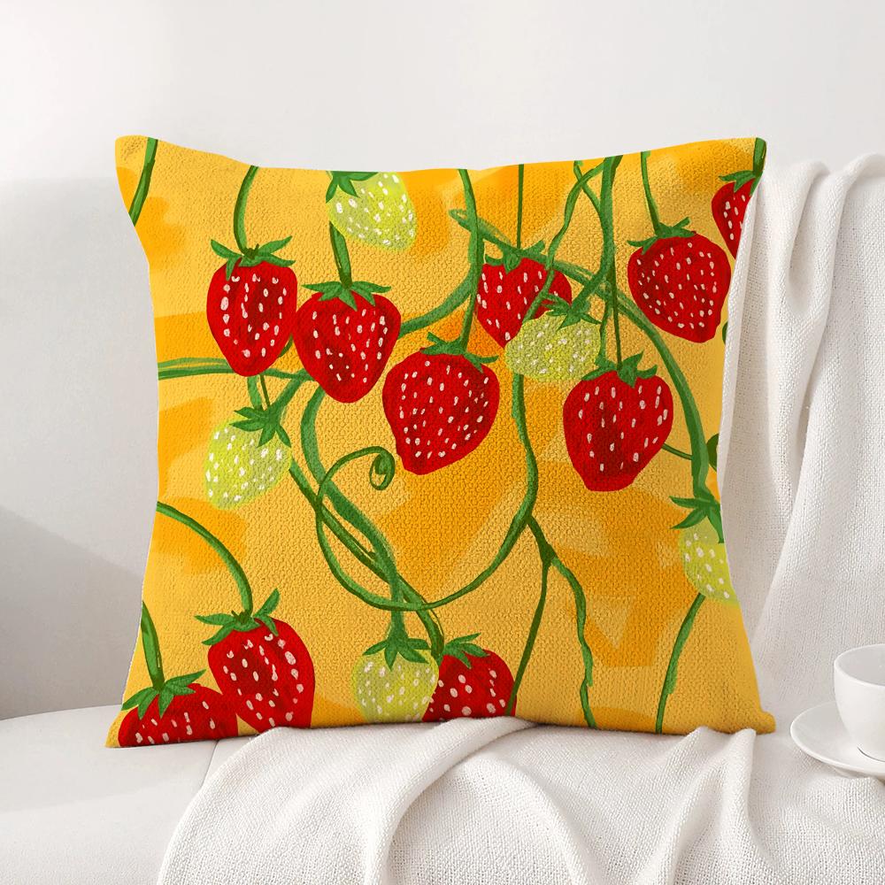 Sunshine Fruit Farm Cushion Cover Natural Linen Organic Fabric DoubleSided Printing Sofa Home Decor Breathable Bed Pillow