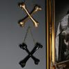 Yousheng Gothic Crossbones Wall Decor Resin Chain Bone Decor for Dark Academia Homes Black Gold Macabre Hanging Pendant for Bone Collectors