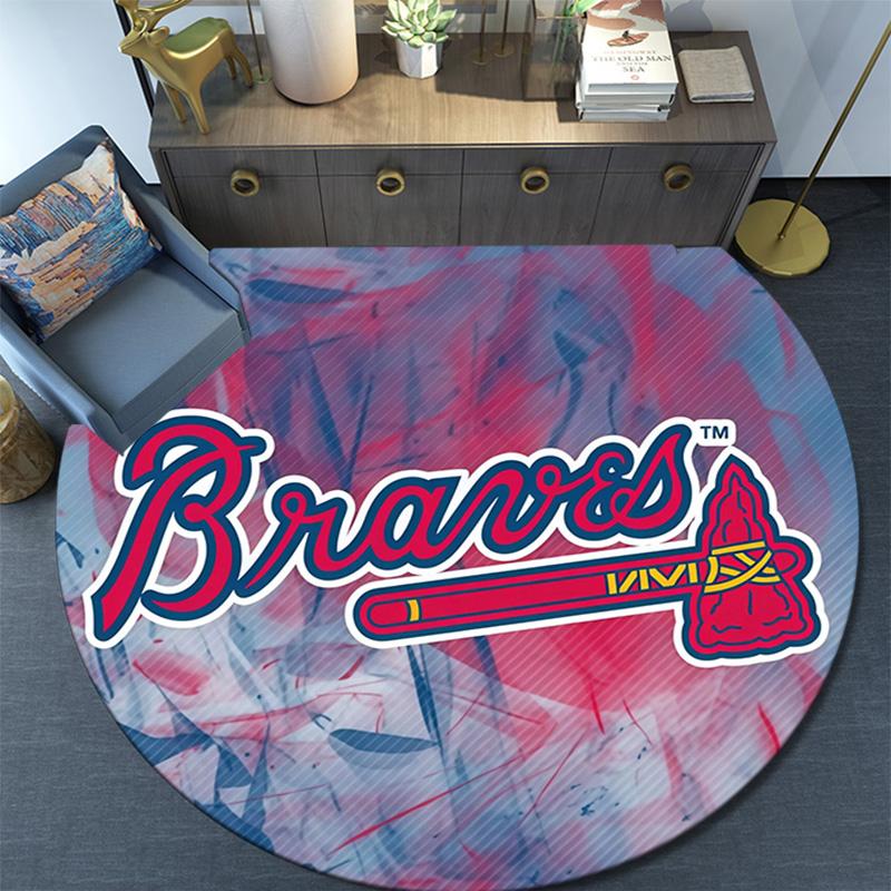 Atlanta Braves,Round Area Rug,Carpet Rug for Living Room Bedroom Sofa Playroom Decor,Non-slip Floor Mat