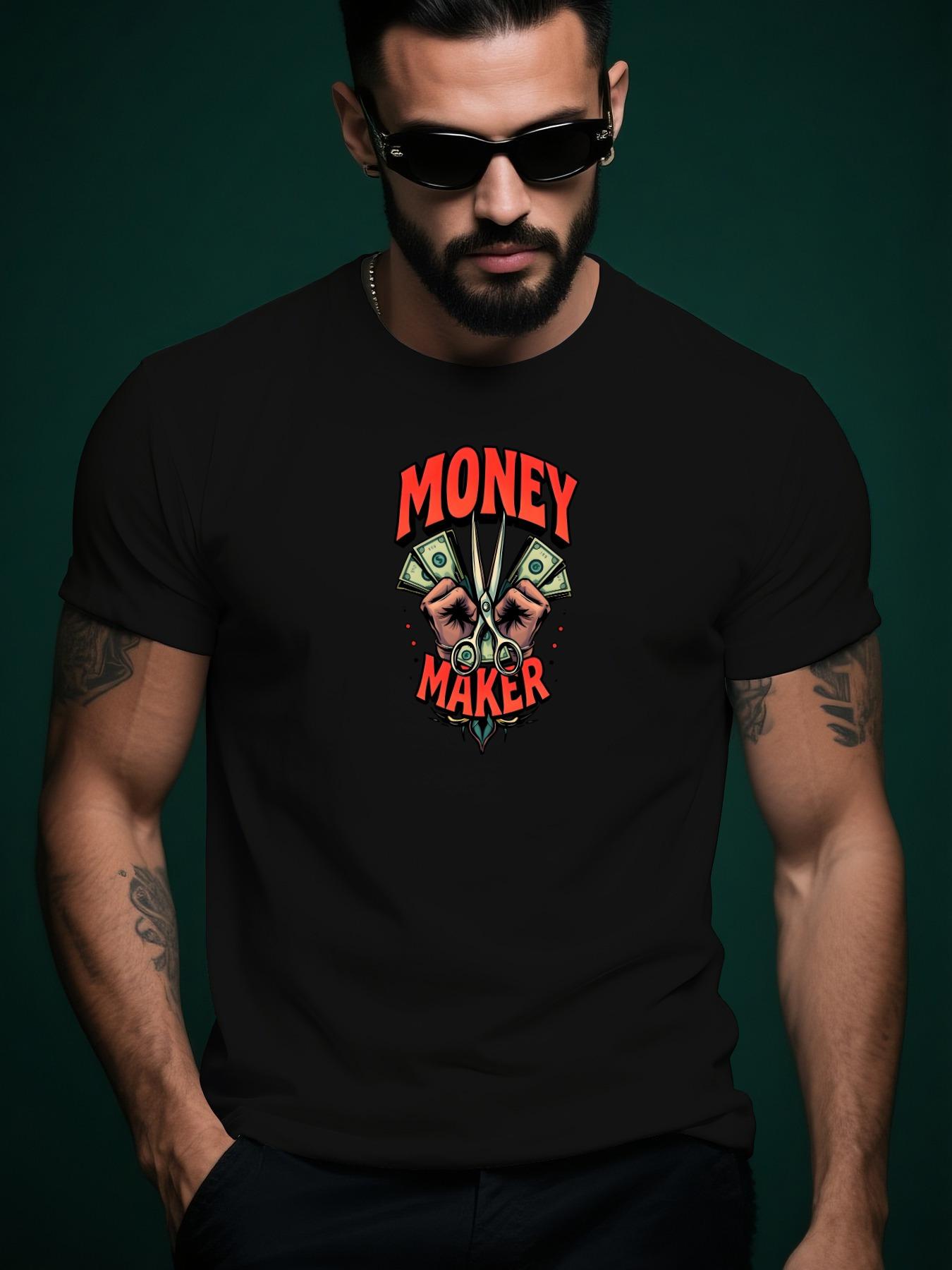 Money Maker Graphic Tshirt - Red Casual Summer Tee with S... XXL
