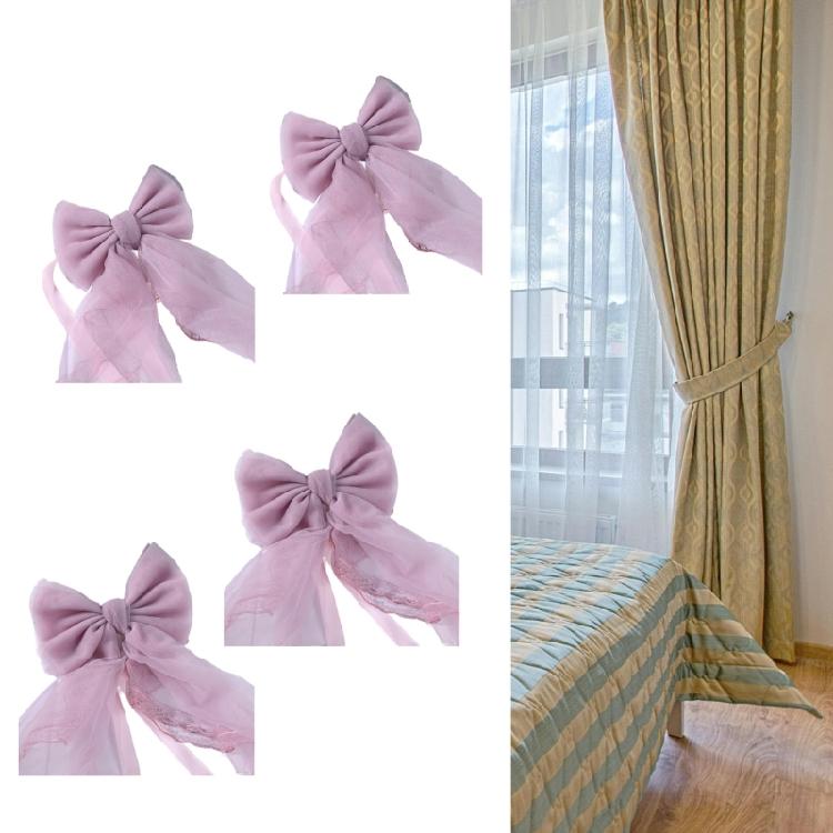 Pack of 2 Lace Bows Curtain Tiebacks Delicate and Sweet Color Ribbon Holders for Living Room Bedroom Curtains