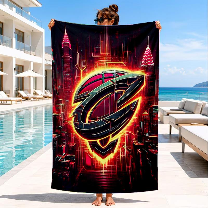 Cleveland Lights Shadows Beach Towel, Microfiber Beach Towel, Perfect For Pool, Beach, Travel, Home Decor Beach Party Fan Gifts