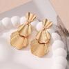 Dual-Layer Five-Petal Flower Earrings with Retro Striped Leaf Tassels