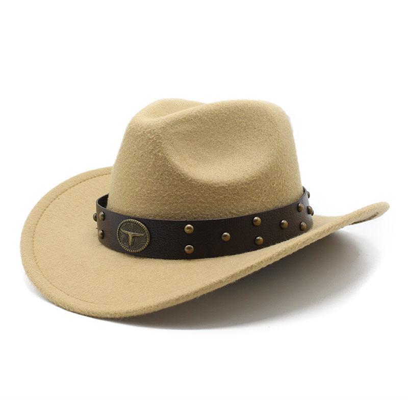 Western Cowboy Hat Woolen Felt Hat Men'S And Women'S Top Hat Outdoor Riding Hat