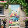 Spring Truck Floral Door Banner: Seasonal Outdoor Decoration
