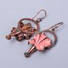 Opal Stone Dangling October Electroformed Hook Anniversary Gift Earrings Copper V-69