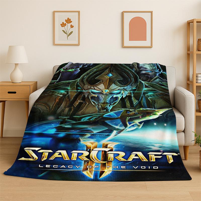 retro StarCraft Game Gamer cartoon Flannel Blanket Soft Warm Throw Blanket for Bedroom Living Room Bed Travel Camping Picnic