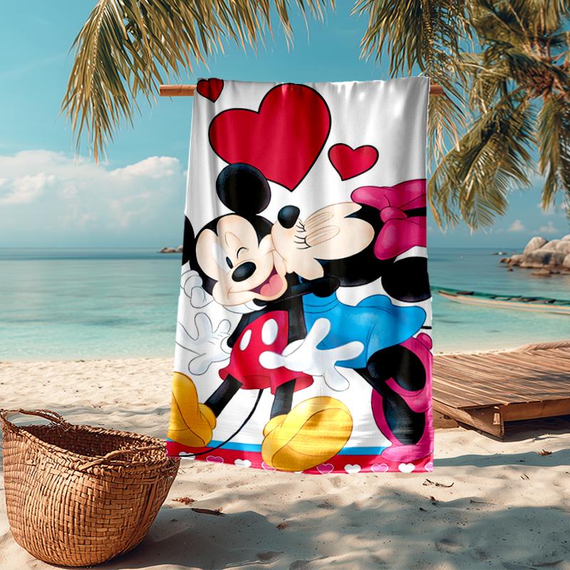 Ultra-Soft Beach Towel with Mickey-Minnie Theme,Ideal for Pool - Camping, Diving - Perfect Travel Essential, Vibrant Beach Towel.