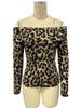 Spring Women Sexy Leopard Printing Strapless Long Sleeve T Shirt Tops Women Versatile Closet Essential Fashion Items Shirt