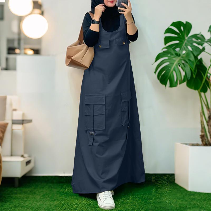 

ZANZEA Женское повседневное платье свободного кроя с квадратным воротником без рукавов 3XL