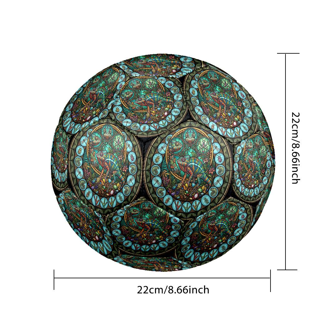 Chameleon Insect Mandala Round Football Size 5 Adult Ball Suitable for Training Matches and Outdoor Team.