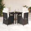 VidaXL Garden Dining Set Cushions 5pcs Black Wicker 3213165