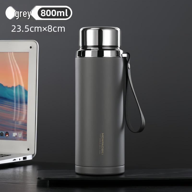 High-End Large Capacity Stainless Steel Thermos with Tea Infuser - Elegant Office Water Cup