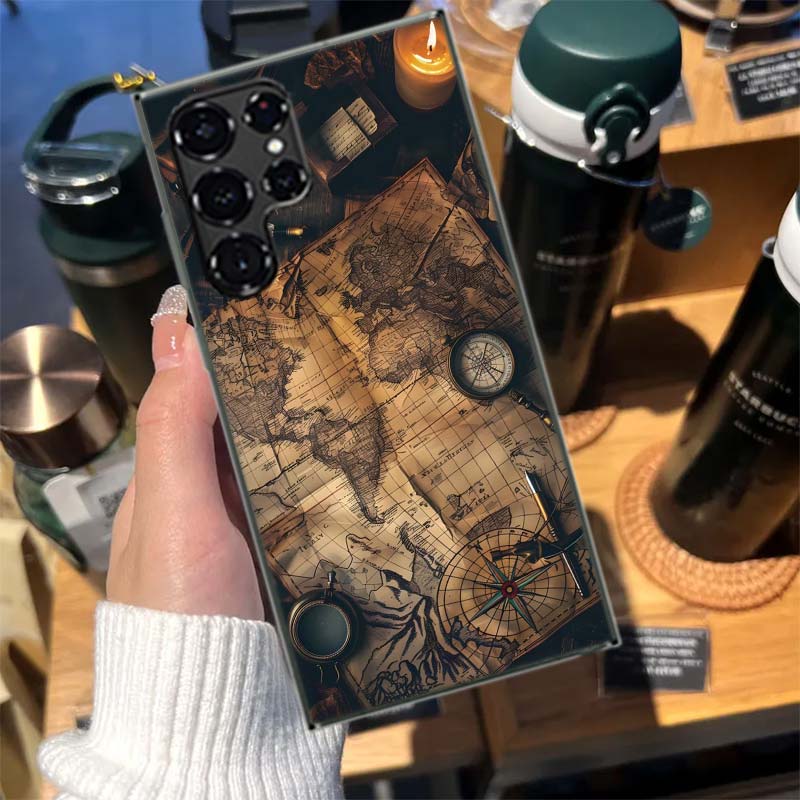 Compass Map Voyage Cases Phone Case for Samsung Galaxy S26 Ultra S25 Edge S24 S23 FE S21 Plus S20 S22 S10 Cover TPU Capa Shell S