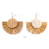 Hand-Woven Geometric Rattan Raffia Earrings, Retro Resort Fan Stud Earrings, Earrings For Women