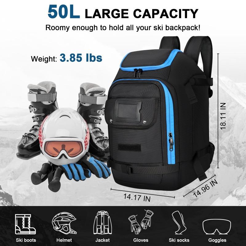 Snow Boots Snowboard Backpack, Oxford Cloth Waterproof and Wear-resistant Skateboard Outdoor Travel Bag Large Capacity Storage