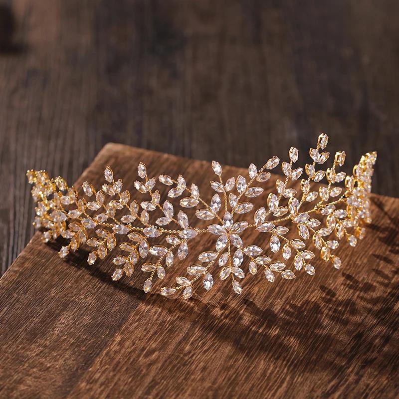 Modna panna młoda ozdoby do włosów kolor srebrny ślub cyrkon tiary kobiety pałąk ślubne akcesoria do włosów biżuteria korony chluba