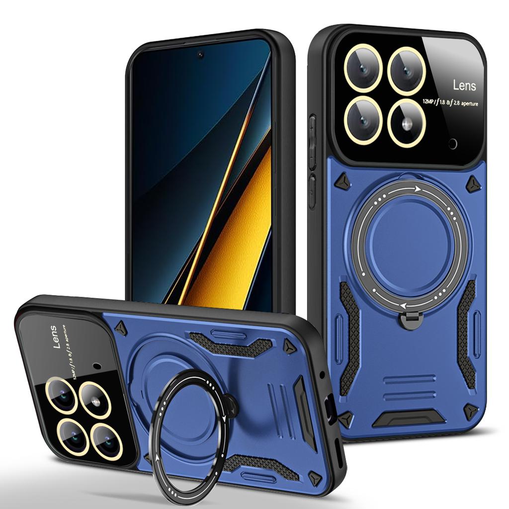 Til Poco X6 Pro Magnetisk Ringstativ Panserdeksel Til Poco F6 Pro X7 X5 X4 X3 NFC M6 M5 C65 Til Magsafe Trådløs Lading Telefondeksel