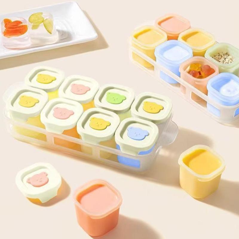 2/4/8 Stück Baby-Kleinkind-Ernährungsbox Gedämpfter Kuchenform Eiswürfelform Baby-Kleinkind-Ernährung Mini-Box mit Deckel