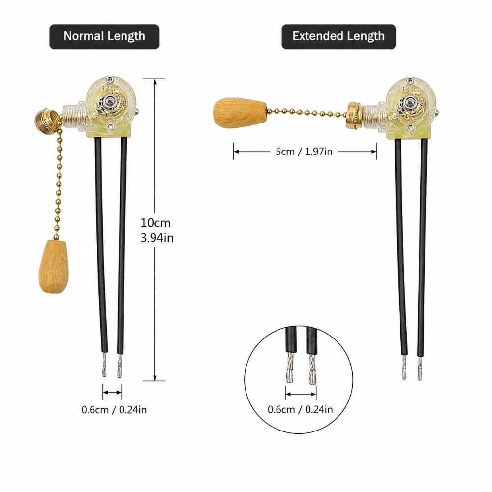 250V 3A 125V 6A Ceiling Fan Switch Two-Wire Pull Chain Switch Fan Light Switch Lighting Repair