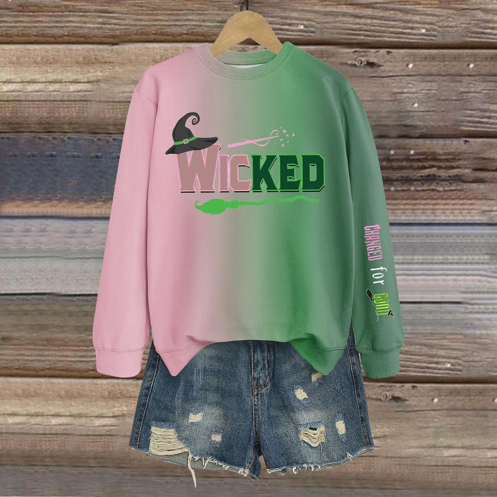 Women's Casual Fashion Printed Long Sleeve O-Neck Pullover Top Blouse