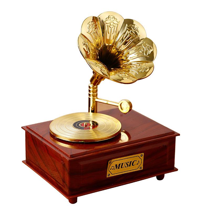 Mini Classic Retro Trumpet Gramophone Music Box & Home Decor