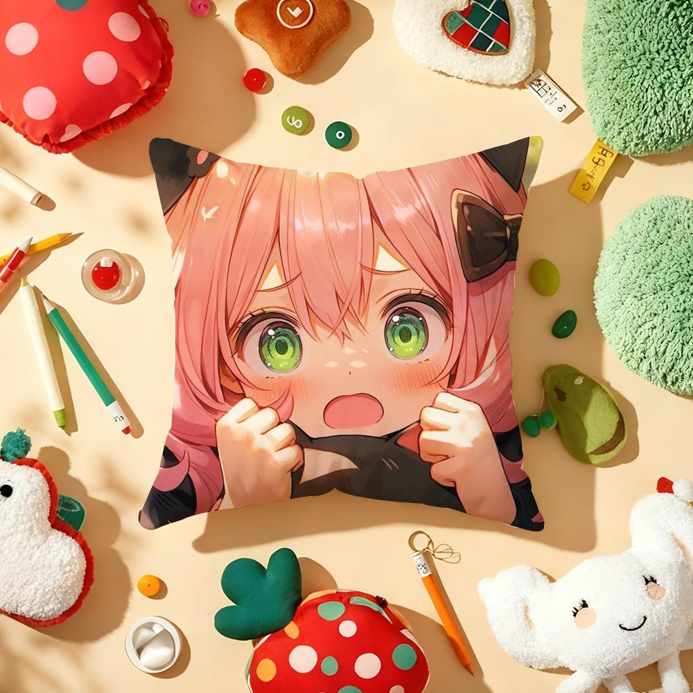 Anime Cute S-Spyx Family Pillow Case Plush Fabric Soft Double-Sided Printed Sofa Warm Winter Home Gift Cushion Cover