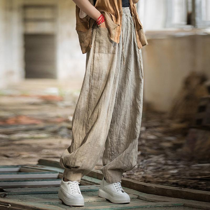 

Johnature женские винтажные брюки-фонарики с эластичной резинкой на талии и карманами в стиле пэчворк, осенние однотонные свободные женские брюки с принтом тай-дай One Size хаки