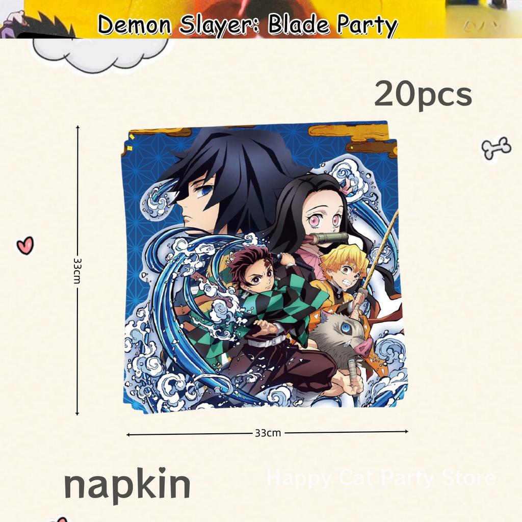 Démonický lovec Narodeninová oslava Dekorácie Kimetsu No Yaiba Stolový riad Obrus Tanier Hrnček Balónik Sprcha pre bábätko Detské darčeky Potreby na párty
