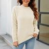 Women Casual Knitted Sweater Loose Pullover Half Turtleneck Long Sleeved Solid Color Fashion Top