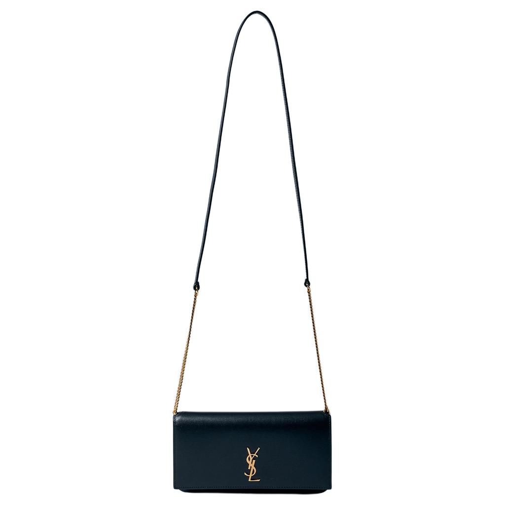 Saint Laurent Ysl Cassandre Logo Botão Fechamento Couro Crossbody Bolsa de Ombro Feminina Bolsas Preto 820175-0U40J-1000