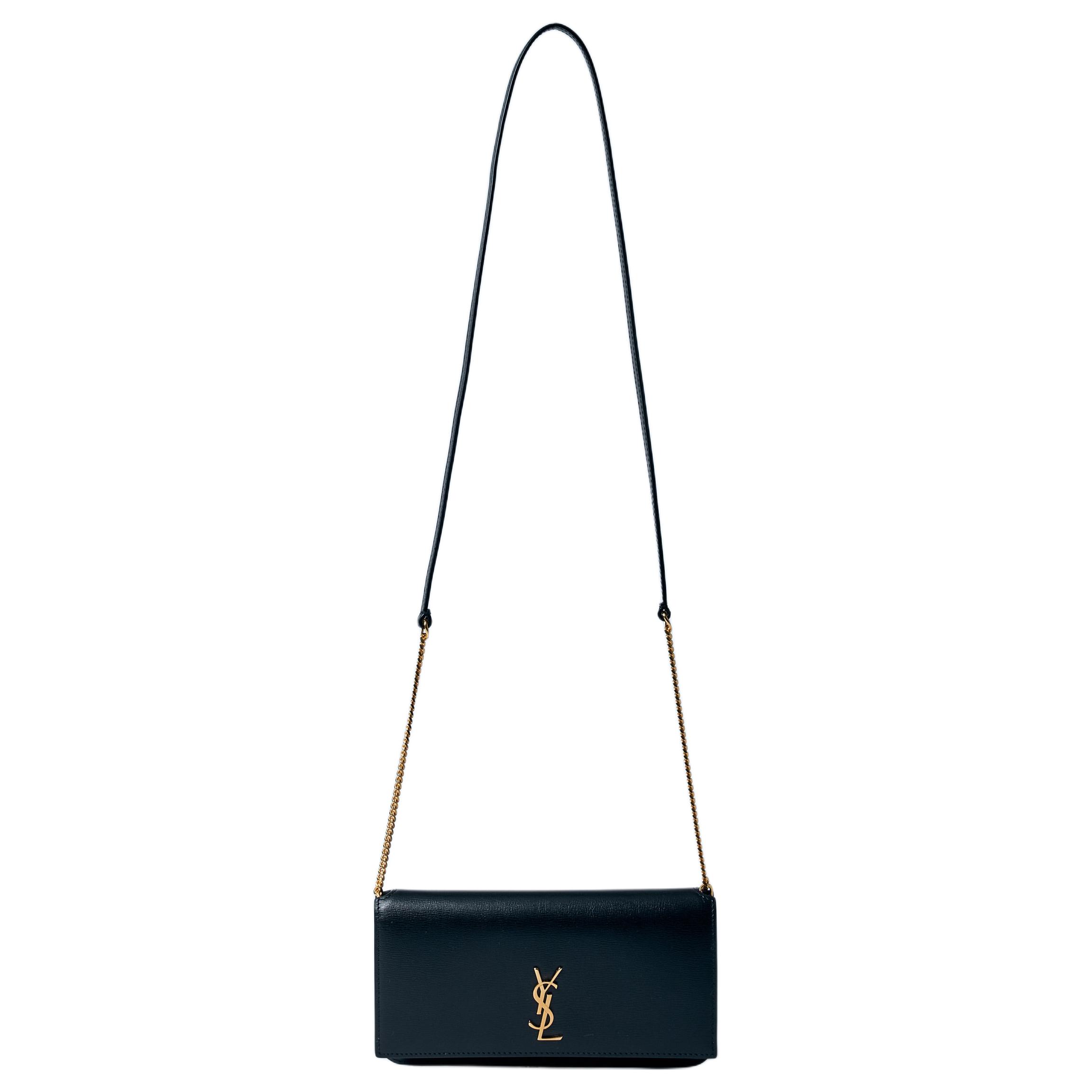 

Saint Laurent Ysl Cassandre Логотип Застібка-кнопка Шкіряна Сумка через плече Сумки жіночі Чорний 820175-0U40J-1000 Box(Basic Set+Box)