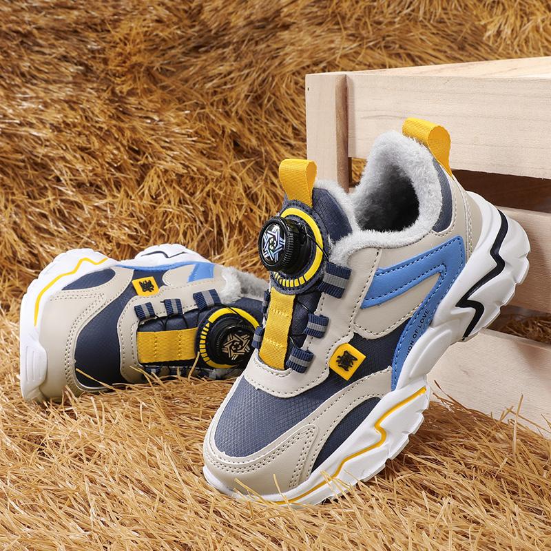 Winter 2024 Children Casual Sports Shoes Brand Kids Leather Fashion Sneakers Boys Girls Non-slip Warm Snow Boots